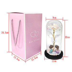 Fleur artificielle feuille d'or <span class=keywords><strong>Rose</strong></span> <span class=keywords><strong>rouge</strong></span> <span class=keywords><strong>la</strong></span> <span class=keywords><strong>belle</strong></span> <span class=keywords><strong>et</strong></span> <span class=keywords><strong>la</strong></span> bête <span class=keywords><strong>Rose</strong></span> fleur éternelle dans un dôme de verre léger - Product Image 4