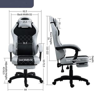 Chaise de jeu professionnelle réglable en hauteur, confort de canapé, en <span class=keywords><strong>tissu</strong></span> gris, <span class=keywords><strong>avec</strong></span> <span class=keywords><strong>repose</strong></span>-pieds, pour gaming vidéo de luxe - Product Image 6