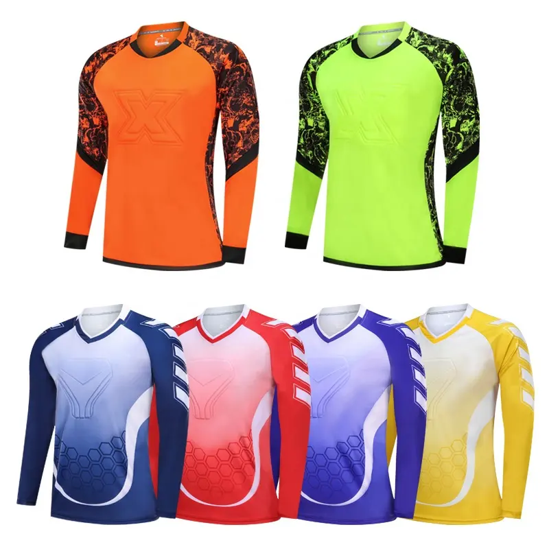Униформа вратаря по футболу для взрослых, Мужская футболка вратаря по футболу, защитная губчатая рубашка вратаря с длинным рукавом для мальчиков