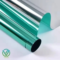 Película para Ventanas Autoadhesiva Verde, Ecológica, de Material PET, Anti-UV, Impermeable, con Diseño Moderno para Reducir el Resplandor