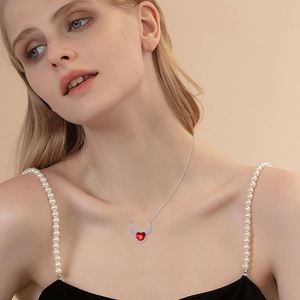 Collar de Plata Creativo con Diseño de Flecha Atravesando el Corazón, Estilo Gótico Punk, con Corazón de Diamantes de Imitación Rojos, para Parejas, Regalo para Mejores Amigos - Product Image 5