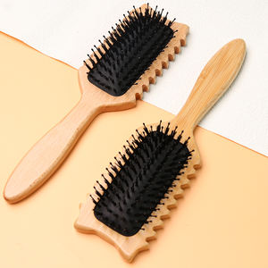 Cepillo para Cabello Ingrid, con Cerdas de Nailon para Desenredar y Masajear, Duradero, para Peinar Cabello Rizado, Mango Cuadrado de Bambú Antideslizante, Define el Cabello - Product Image 3