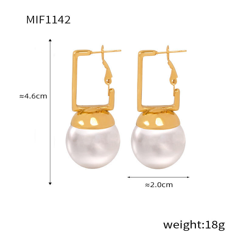 white colorful pearl gold earrings