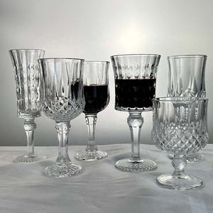 Ensemble de verres à vin rouge en cristal à côtes, style rétro européen élégant, gravure en relief française de luxe, vente en gros - Product Image 6