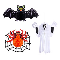 Décorations d'Halloween : Accessoires de Décoration, Pendentifs en Papier, Pendentifs Araignées et Chauves-souris, Pendentifs Fantômes Suspendus