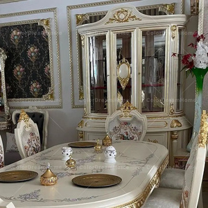 Bộ bàn ăn và ghế gỗ hình chữ nhật <span class=keywords><strong>8</strong></span> chỗ ngồi, kiểu cổ điển châu Âu sang trọng - Product Image 2