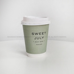 Taza de papel de doble pared verde Matcha de 12oz impresa con logotipo negro personalizado con tapa para té blanco plano Chai Latte Hot <span class=keywords><strong>Coco</strong></span> Matcha - Product Image 2