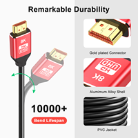 Câble HDMI 8K de haute qualité 3D 2160p 3840p 4K * 2K plaqué or utilisé ordinateur DVD bleu HDTV
