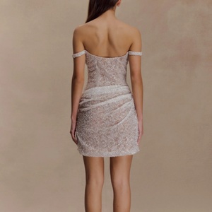 Vestido de Fiesta Y2K Personalizado de Verano, Vestido Sexy de Un Hombro, Vestido de Noche Ajustado con Encaje Floral Elástico y Perlas para Mujer - Product Image 2