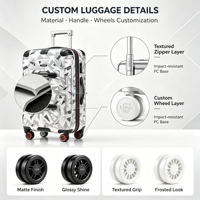 Valise rigide à roulettes pivotantes, imprimé camouflage géométrique, robuste, avec serrure TSA, extensible, pour voyage, vente en gros, OEM/ODM