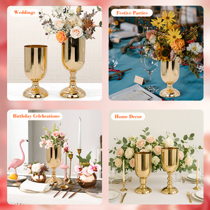 Decoración Elegante para Mesas <span class=keywords><strong>de</strong></span> Banquetes y Eventos, Florero Alto <span class=keywords><strong>de</strong></span> Metal Dorado, Centro <span class=keywords><strong>de</strong></span> Mesa para Bodas - Product Image 2