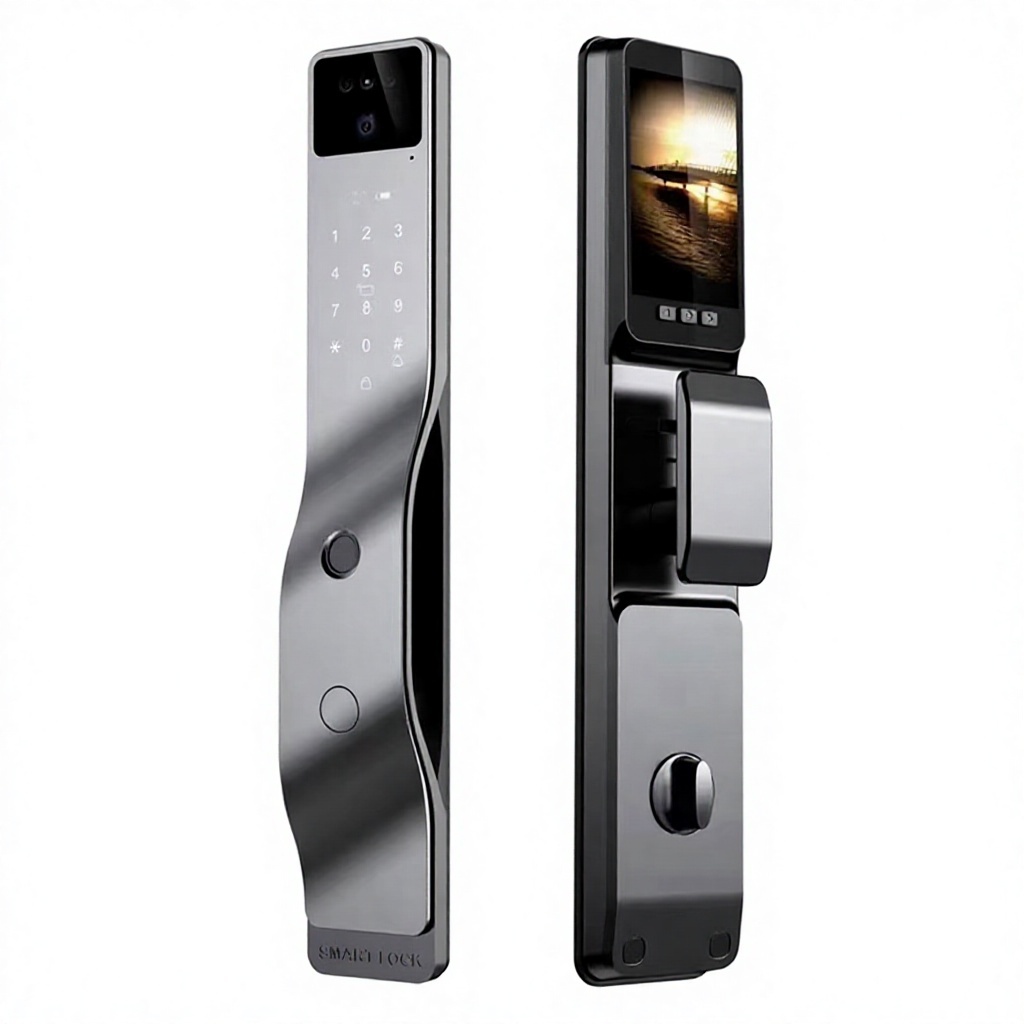 Fully Automatic Smart Door Lock 3D Facial Recognition Biometric Fingerprint HD Screen Camera Cloud Storage Wifi Tuya APP