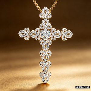 CUSTOM SILVER 10K/14K/18K GOLD PLATED LAB GROWN CVD DIAMOND CLASSIC ENGAGEMENT GIFT SWEATER <b>CHAIN</b> NECKLACE <b>CROSS</b> PENDANT - Product Image 1
