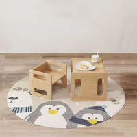Ensemble table et chaise en bois pour enfants, idéal pour l'étude, la lecture et l'apprentissage des tout-petits, avec marchepied intégré pour les enfants