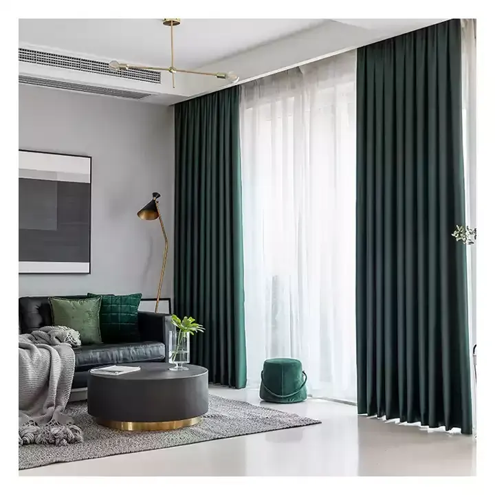 Innermor Fireproof Dark Green Home Decor Thick Thermal Flame Retardant Blackout Living Room Bedroom Curtain