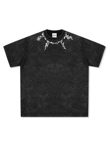 เสื้อยืดแขนสั้นพิมพ์<span class=keywords><strong>ลาย</strong></span><span class=keywords><strong>สัก</strong></span>สไตล์อเมริกันเรโทรสีดำ ลุควินเทจ ซักฟอกแบบวินเทจ ทรงหลวม - Product Image 6