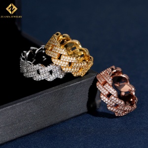 Classic Iced Out Moissanite Hip Hop Jewelry 925 Sterling <b>Silver</b> Moissanite Cuban <b>Ring</b> Hip Hop Diamond <b>Ring</b> for Men - Product Image 3