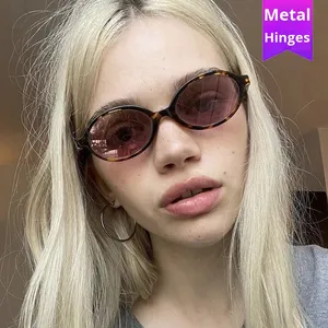 Gafas de Sol de gama alta para mujer de moda europea americana 2025, gafas de sol empollón de marco pequeño transfronterizo con lentes UV400 - Product Image 1