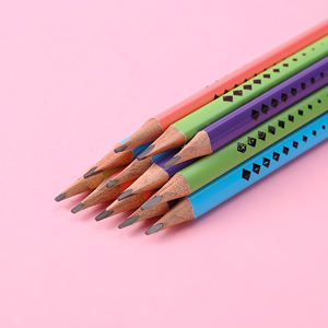 Crayons triangulaires en bois tendre HB avec gomme, corps noir, logo personnalisé, boîte en <span class=keywords><strong>papier</strong></span> de 12 pièces - Product Image 2