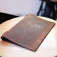Buku Menu Kulit Asli untuk Kafe, Folder Menu untuk Bar, Menu Restoran Lipat Ganda