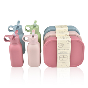 Juego de Loncheras Bento Personalizadas al por Mayor para Niños, Lonchera Escolar de Acero Inoxidable con Cuchara y Tenedor de Silicona, con Botella de Agua - Product Image 5