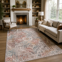 Tapis personnalisé en fibre de polyester style pastoral, à poils ras, motif minimaliste, lavable en machine, antidérapant, résistant aux taches pour salon