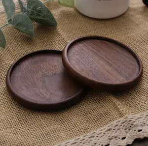 Sous-verres de tasse à thé en bois, directe d'usine, sous-verres en bois de palette ronde gravée pour boisson