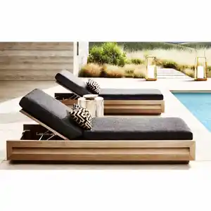 Nuovo design esterno piscina sedie in legno di teak lettino prendisole lettino prendisole