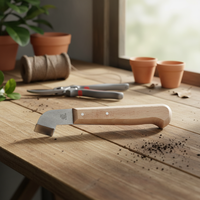 AUSONIA Couteau à greffer plat pliable avec lame à coupe triangulaire et manche en bois 20 cm Fabriqué en Italie