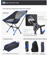Chaise pliante de camping, de pêche ou de plage, ultra-légère en alliage d'aluminium, respirante et confortable, avec dossier, idéale pour les voyages et les loisirs