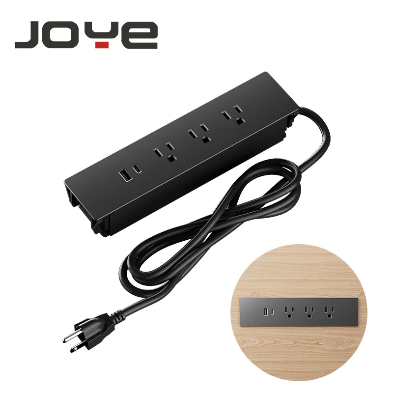 Soket Strip daya tersembunyi bersertifikat UL soket daya Usb C dengan 2 Outlet, 2 port USB stopkontak listrik