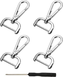 YELARXI Mousquetons pivotants, mousquetons à ressort détachables avec vis, anneaux en D, crochets à griffes avec tournevis, adaptés pour cordons, sacs et articles en cuir - Product Image 1