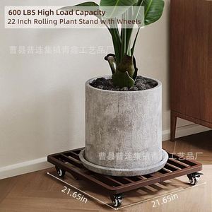 Plateau de déplacement pour pot de fleurs en bois avec roulettes, base pliable, support rectangulaire pour plantes, multi-usages - Product Image 5