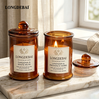 Vente en gros de pots à bougies ronds en verre ambré de type cloche, vides, avec autocollants, pour bougies de 3oz, 5oz, 11oz, avec couvercle