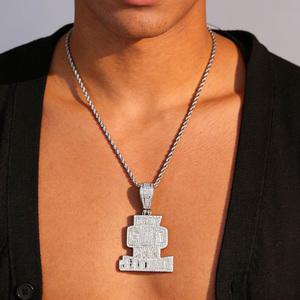 Nouveau Collier Hip Hop Homme 2026 – Grand Pendentif Lettre « Only God Can Judge <span class=keywords><strong>Me</strong></span> » Lourd et Serti de Zircons Scintillants – Bijou Punk - Product Image 1
