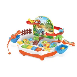 Jeux de pêche magnétiques Jouets électriques Glissières d'animaux à travers les jouets magnétiques de piscine de pêche avec histoires de chansons Sons d'animaux pour les enfants