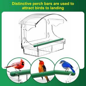 BYOT Mangeoire à oiseaux en acrylique transparent 4 ventouses fortes Plateau à graines détachable Très transparent pour l'observation en extérieur des oiseaux sauvages - Product Image 4