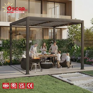 Sistema de Techo de Láminas de Aluminio Retráctil Automático <span class=keywords><strong>con</strong></span> <span class=keywords><strong>Lona</strong></span> y Cortina para Jardín, Patio, Terraza, Pérgola - Product Image 1