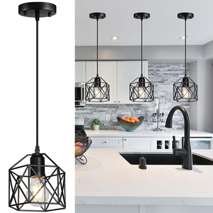 <span class=keywords><strong>Suspension</strong></span> industrielle en fer forgé style farmhouse, réglable en hauteur, avec douille E26/E27, pour salle à manger et chambre à coucher, disponible en stock local - Product Image 1
