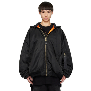 OEM Custom Hot Selling Insulated Nylon Twill <strong>Hooded</strong> Reversible Bomber <strong>Padded</strong> <strong>Jacket</strong> for Men - Product Image 1
