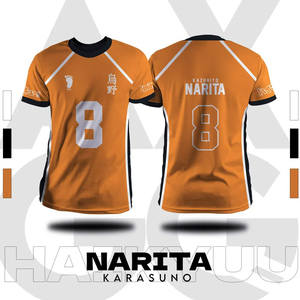 Maglia Sportiva Estiva <span class=keywords><strong>Haikyuu</strong></span> Fukurodani Arancione da Uomo a Maniche Corte per Cosplay <span class=keywords><strong>Anime</strong></span> T-Shirt di Moda Top per Bambini - Product Image 2