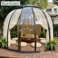 Nuevo diseño de policarbonato personalizado Glamping cúpula geodésica casa tienda jardín cúpula en forma de terraza acristalada para restaurante