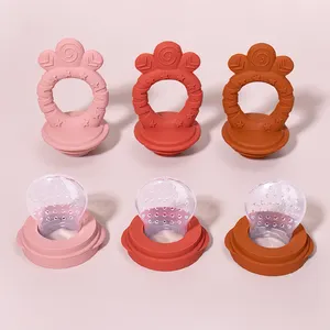 Wholesale 5 Pieces Replaceable Heads Infant Fresh Food Pacifier Feeding Set BPA Free Silicone Teether Baby Feeder Fruit Pacifier