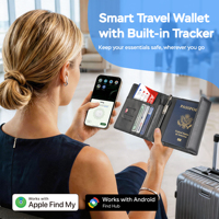 MiLi MiTag Duo: Cartera Inteligente para Pasaportes con Sistema Dual, Compatible con Find My de Google, Rastreador de Viaje con Control por Aplicación, Alternativa a AirTag