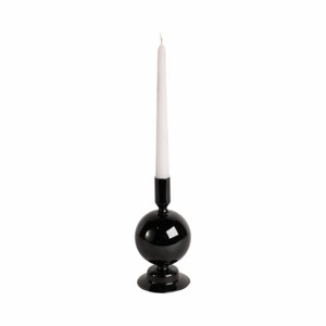 Porte-bougie décoratif en verre, base ronde noire, design moderne pour centre de table - Product Image 2