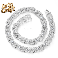 Collier chaîne cubaine fleur infinie bicolore hip-hop incrusté de zircons, plaqué or, accessoire tendance haut de gamme, unisexe.