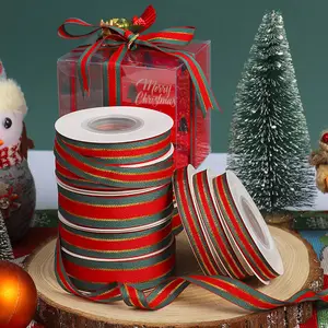 Heißes verkaufendes handgemachtes Geschenk box band des roten grünen Streifen weihnachts bandes