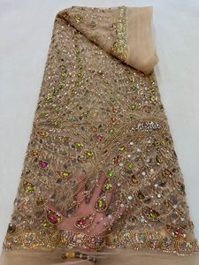 Tissu en dentelle à paillettes NI.AI, nouveau design, dentelle en maille avec strass, tissu en dentelle à sequins, tissu en dentelle perlée avec pierres - Product Image 4