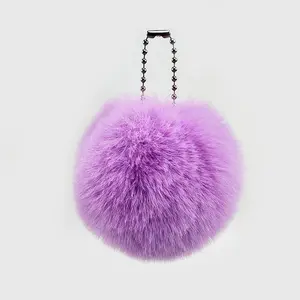 2024 high quality low MOQ cheap Small size 6cm Faux Fake Fur Pom Poms Ball with rings for decoration Fur Pompoms Accessories