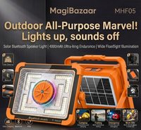 Lámpara Solar LED para Exteriores, Impermeable, Portátil, con Altavoz, Luz de Camping, Banco de Energía de 4000mAh, Lámpara de Emergencia para Trabajo